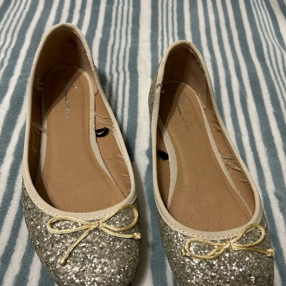 Lane Bryant Shoes - Lane Bryant Gold Glitter Flats
